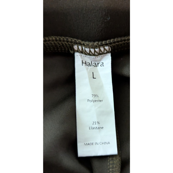 Halara sz L High Waisted button Pants straight leg pockets green stretchy 4085 - Picture 5 of 6